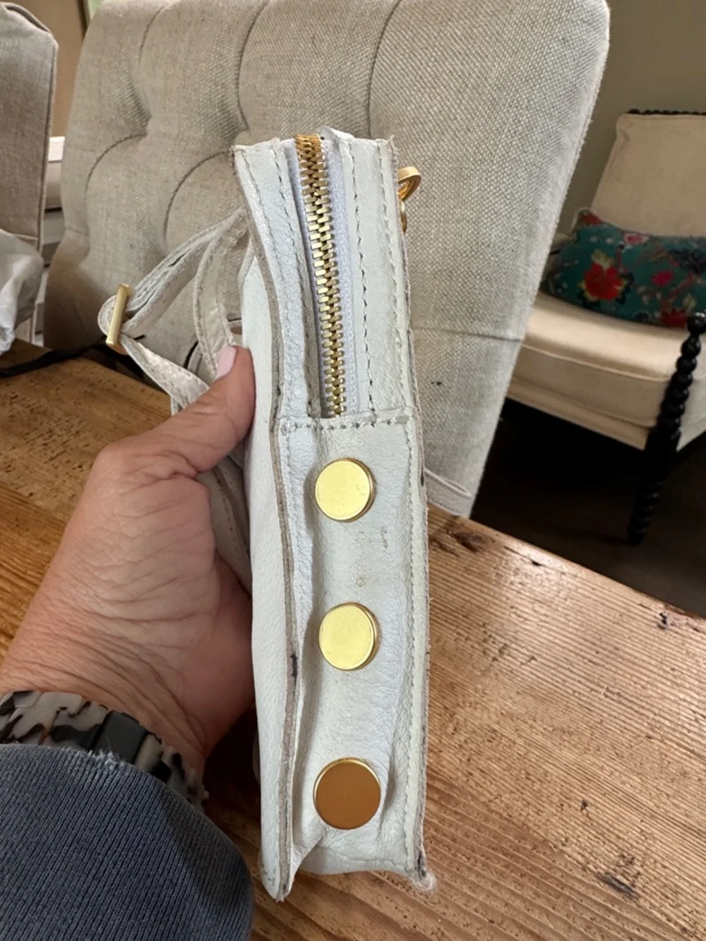 Hammitt White Leather Crossbody with Gold Accents - Picture 2 of 6